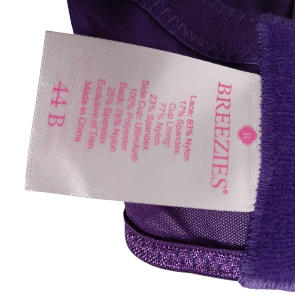 BREEZIES DEEP PURPLE UNDERWIRE BRA 44B STYLE A260366 - Picture 12 of 13
